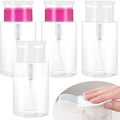 LTHERMELK 4 Pièces 150ml Distributeurs de Pompe de Dissolvant de Vernis à Ongles, Transparent Flacon Pompe Vide, Bouteille Vide de Plastique de Dissolvant pour Démaquillant Cosmétiqu