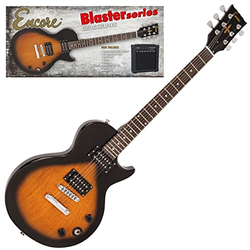 Encore Blaster E90 Electric Guitar Pack – Tobacco Sunburst - Includes Guitar, Bag, Strap, Tuner, Amp and Accessories| Mahogany Body & Neck | Online Lessons Included | Perfect Beginner Electric Guitar