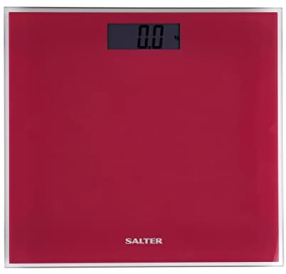 Salter 9037 PK3RREU16 Digital Bathroom Scale - Slim Glass Platform Fitness Scale,180kg Capacity, Easy Read LCD Display, 15 Year Guarantee, Instant Step On Weight Readings, Batteries Included, Pink