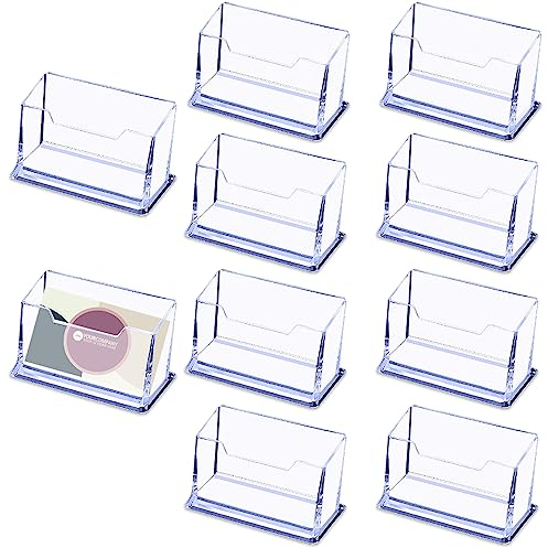 Udbrud Porte-Cartes de Visite Transparent, 10 Pièces Présentoir à Carte de Visite Porte-Cartes de Visite en Acrylique Présentoir de Cartes de Visite en Plastique pour Bureau