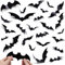 Koogel 3D Fledermaus Dekoration, 120 Stück Fledermäuse Wandaufkleber, Halloween 3D Fledermaus Wanddekoration Gruselige Fledermäuse für Fenster WandAufkleber（4 Größen）