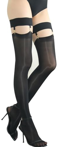 GOCBOBO Calze lucide per reggicalze donna sexy con cintura 8 clip vintage in metallo