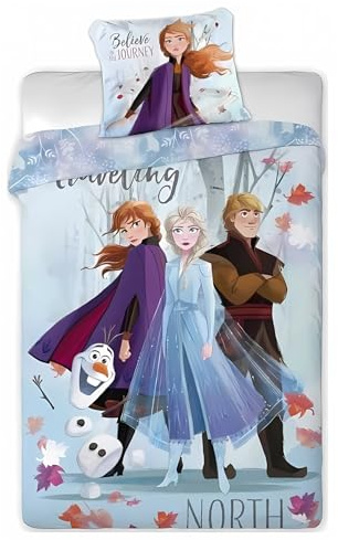 Bettwäsche Disney Frozen – 1 Bettbezug 140 x 200 cm + 1 Kissenbezug 63 x 63 cm (Bettwäsche Frozen – G)