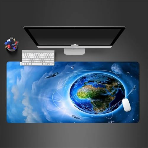 Mauspad XXL – 1200x600x5mm Gaming Mauspads - Vernähte Kanten - verbessert Geschwindigkeit und Präzision Schreibtischunterlage für PC Laptop Home und Büro – Mousepad Blauer Lebensplanet