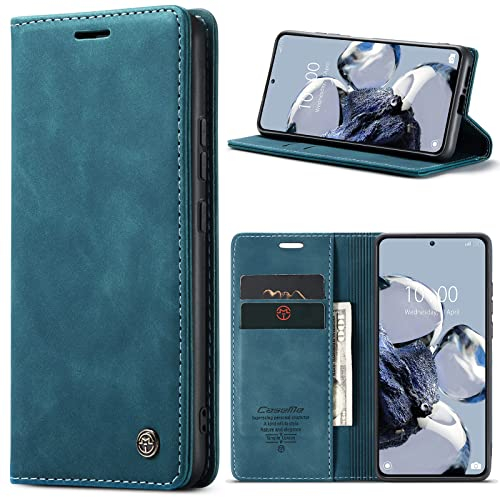 Handyhülle für Xiaomi 12T Pro 5G Hülle, Klapphülle Xiaomi 12T Premium Lederhülle Klappbar Flip Case Tasche Magnet Kartenfach Standfunktion Klapphülle Schutzhülle für Xiaomi 12T 5G/12T Pro 5G, Blaugrün