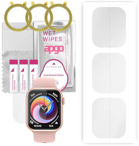 apgo 3 Stück Schutzfolie, klar, kompatibel mit Kumi KU3 Meta Enhanced Smartwatch, Hydrogel Displayschutzfolie mit Positionierhilfe, Displayfolie, robust und kratzfest