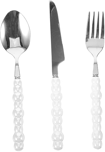 Zerodeko 1set Posate Acciaio Inossidabile Con Manico Perla Per Cena Occidentale Resistente e Riutilizzabile Utensili Eleganti Per Famiglie e Ristoranti