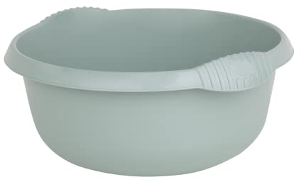 Silver Sage 10 Litre Capacity 36cm Round Washing Up Bowl for Kitchen Sink, Basin Mixing High Gloss Chic Finish Plastic Multiuse Washing Up Bowl Tidy Organiser Household (1, 36cm Round)