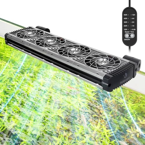 Fishkeeper Ventilador de acuario, Enfriador de acuario, Velocidad de aire ajustable y temporizador, Ventilador de acuario silencioso para acuarios de agua dulce y salada hasta 80 cm