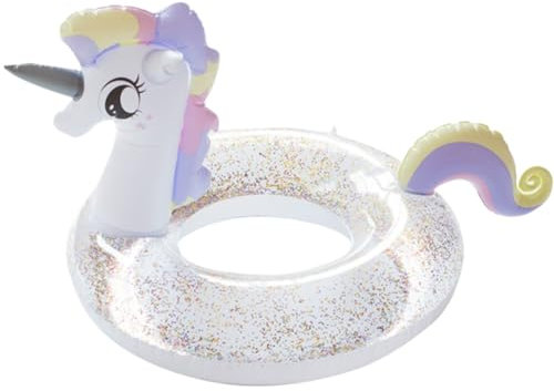 Aufblasbare Pool Schwimmt, Einhorn Schwimmhilfen, Inflatable Swimming Ring, Glitzer Weiß Schwimmring, Einhorn Pool Aufblasbar, Pool Schwimmen, PVC Aufblasbarer Schwebebett