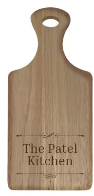 Personalised Paddle Chopping Board - Engraved Personalised Wooden Cheese Board, New Home, Wedding, Birthday, Gin and Tonic Board Bespoke Wood Board (Style A)