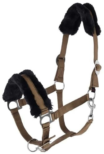 Covalliero Halfter Classic Soft Cappuccino mit Kunstfell, Größe:Shetty