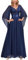 MIUSOL Women's Elegant Sequin Insert Lace Sheer Chiffon Deep V Neck Flare Sleeve Evening Prom Formal Long Dress (X-Large, Navy Blue)