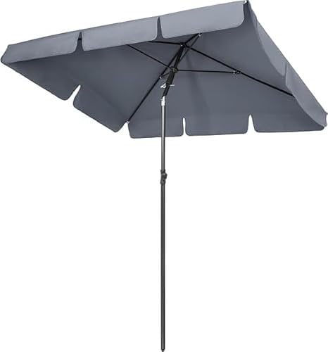 TLGREEN Sombrilla de jardín rectangular de 200 x 125 cm, sombrilla de jardín flexible, protección solar UV 50+ 180 g/m², sombrilla de patio para balcón y patio, gris, 200 x 125 cm