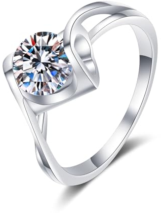 Epinki Antragsring Weiß Gold 585 14K, Klassiker Rund 0.5ct Labor Erstellt Diamant Pärchen Ringe, Au585 Gold Damen Bandringe Echte Goldschmuck, Gr.54 (17.2)