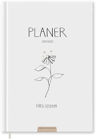 Studienplaner 2024 2025, A5 Semesterplaner für Uni & FH, 2 Seiten pro Woche, schöner Design Terminkalender für Studenten, Sep. 2024 - Sep. 2025, Hardcover, weiß, klimaneutral