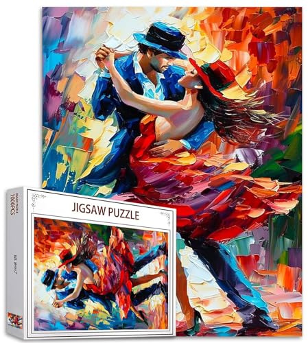 Dancing Couple Jigsaw Puzzles 1000 Pieces for Adults, Families(Rock Music,Party,Boy and Girl,Dancer) Pieces Fit Together Perfectly 19.7''x27.6''inch Fashion Woman Frameable Magic Puzzle Art（Red）