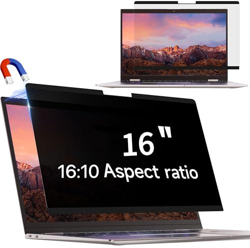 IPROKKO Magnetischer Laptop Sichtschutzfolie 16 Zoll 16:10, Abnehmbarer Sichtschutz Anti Blaulicht Blendschutz Blickschutzfolie Displayschutz Blickschutzfilter für Hp/Dell/Acer/Lenovo/ThinkPad/Asus