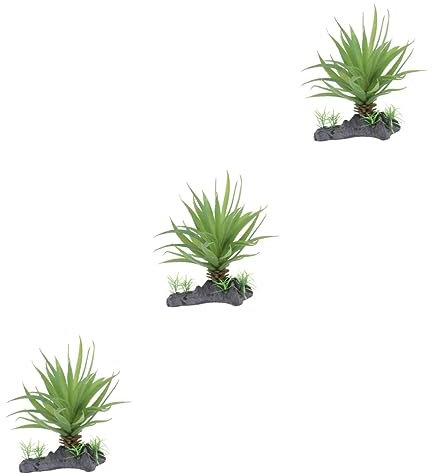 CIYODO 3pcs Realistic Artificial Plant Tortoise Vivarium Decor Reptile Terrarium Accessories Simulated Aquatic Succulents for Turtle Fish Tank