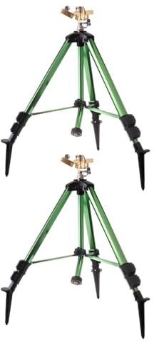 MagiDeal 2-teiliger Impulsregner auf Stativbasis, 0-360 Grad große Flächenabdeckung, robuster Impulsregner aus Messing mit Stativ für den Hof