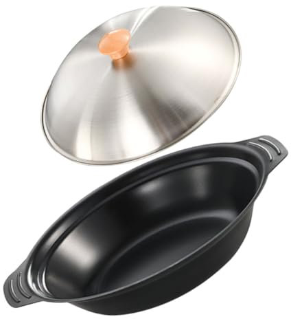 Amosfun Olla Caliente De Cocina Sartén De Acero Inoxidable Wok De Metal Doble Asa Calentamiento Rápido y Uniforme