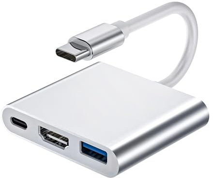 Adaptateur USB C vers HDMI, 3 en 1 Adaptateur USBC HDMI 4K, Port USB 3.0 et Port de Charge USB C 100W, Convertisseur Multiport pour MacBook Pro Air iPad Pro, Affichage Numérique AV pour Connecter à TV