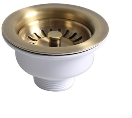 Passoire d'évier en acier inoxydable 114 mm de diamètre pour ouverture de 83 à 90 mm - Accessoire de cuisine doré et blanc