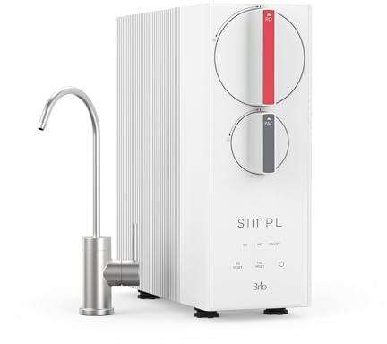 Brio SIMPL Reverse Osmosis Water Filter System, 4-Stage, 800 GPD | Tankless reverse osmosis system, under sink water filter, 0.0001 micron RO Filtration reduces PFAS, VOCs & heavy metals