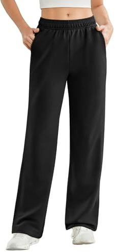 PINSPARK Sporthose Damen Baggy Jogginghose Sommer Lang Weites Bein Freizeithose Schnelltrocknend Atmungsaktiv Sommerhose Outdoor Wandern Gym Trainingshose Schwarz XL