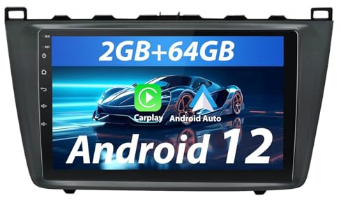AWESAFE [Android 13.0 2GB+64GB] Radio de Coche para Mazda 6 Ⅱ 2.0 2007-2012 con Carplay/AndroidAuto,9 Pulgadas Pantalla Táctil con 28 Interfaces de Temas/WiFi/GPS/Bluetooth/DSP/RDS/USB/FM/MirrorLink