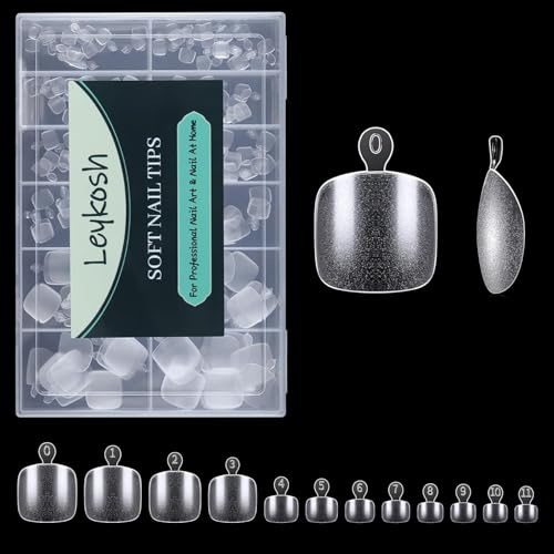 240PCS 15 Sizes False Toenails for Gel Extensions Half Matte Clear Acrylic Soft Fake Toe Nails Gel X Full Cover Toenails Pre-shaped Press On Toenails for Home DIY and Art Salon
