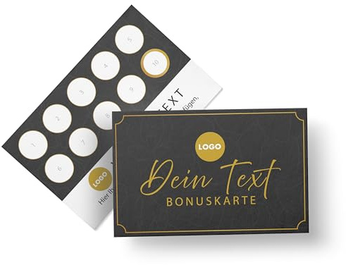Bonuskarten erstellen – 50 Stempelkarten mit Name, Logo personalisiert – gut stempelbar, beschreibbar – Treuekarten made in Germany – (Motiv 5)