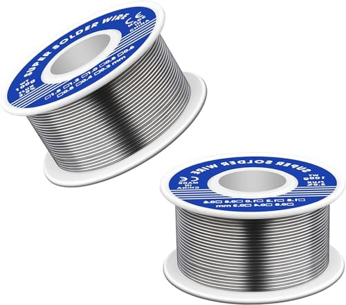 Lötzinn mit Flussmittel, 2 Stück Lötdraht 1mm 100g Bleifreies Lot mit Kolophonium Kern, Niedrigtemperatur Lötdraht Soldering Wire für Elektronischen Elektrolöten Heimwerken und Reparatur