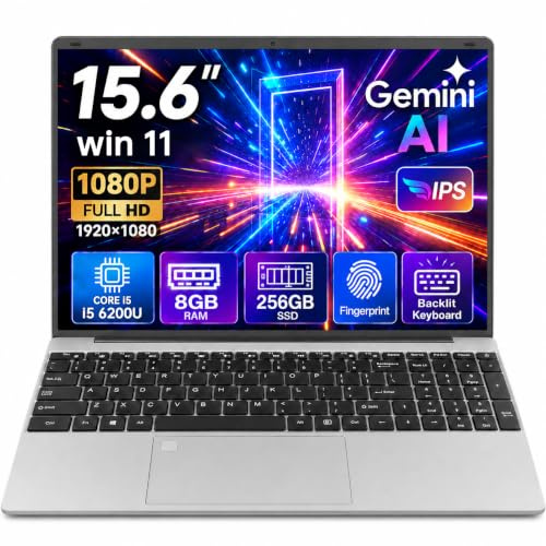 LPNAWZ Laptop 15.6 Inch, Core i5 8 GB RAM 256 GB SSD Large Battery, FHD IPS Notebook Keyboard Backlit Fingerprint USB3.0 Wi-Fi5 HDMI BT5.0 Suitable for Student Office