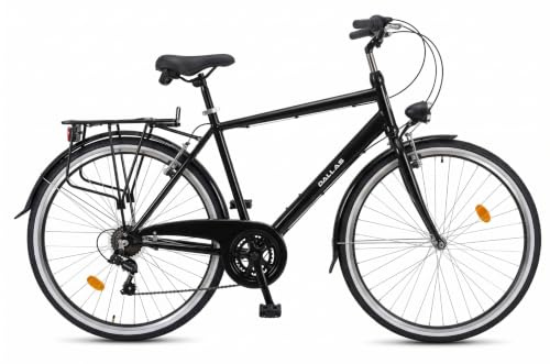 Fahrrad 28 Zoll - Bequemes Trekkingrad für Damen und Herren - mit 7-Gang Shimano Schaltung - Robustes Herrenfahrrad mit Stahlrahmen - Cityrad - Dallas City Trekking - Schwarz