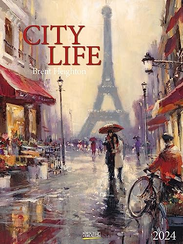 City Life 2024: Großer Kunstkalender. Hochwertiger Wandkalender mit Meisterwerken von Brent Heighton. Kunst Gallery Format: 48 x 64 cm.