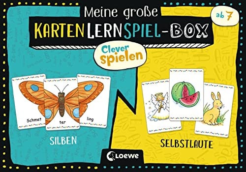 Loewe Verlag Clever Spielen - Meine große KartenLernSpiel-Box - Silben/Selbstlaute: Kartenspiel zum Lesenlernen für Kinder ab 7 Jahre