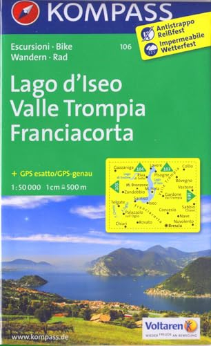 Lago d'Iseo - Valle Trompia - Franciacorta: Wanderkarte mit Radrouten. GPS-genau. 1:50000 (KOMPASS Wanderkarte, Band 106)