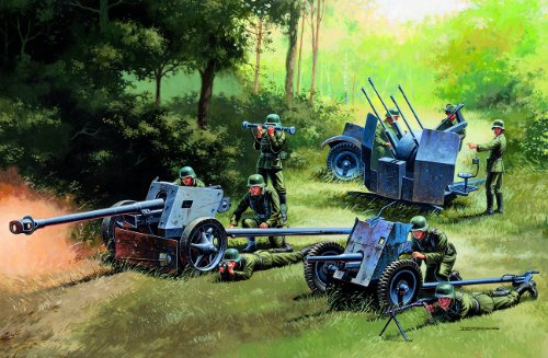 Italeri FBA_8001283070263 510007026-1:72 German Guns Set: PAK35-PAK40-FLAK38, Grey