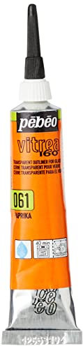 Pebeo Vitrea 160 Glass Paint Outliner 20-Milliliter Tube, Paprika,Paprika, orange, 114061