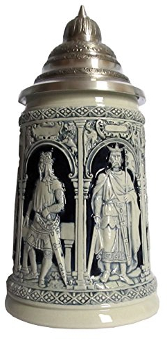 King German Beer Stein Crusader Stein 1 Liter tankard, Beer Mug