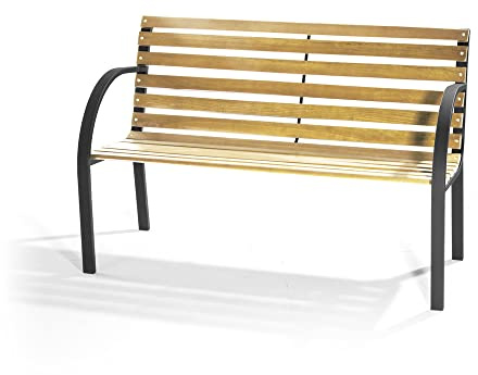 VERDELOOK 2-sitzige Gartenbank aus Holz New York, 120x62 Höhe 82 cm, natur