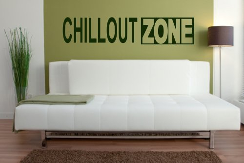 Wandtattoo für Ihr Wohnzimmer, 68049-100x20 cm~ Schriftzug: Spruch Chillout Zone ~ Wandaufkleber Aufkleber für die Wand, Fliesen, Tapetensticker aus Markenfolie, 32 Farben wählbar