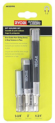 Ryobi AR2019G 3 Piece 1/4 Bit Holder Set (Includes Magnetic Bit Holder and 2 x Screw Guides w/ Sliding Collars)
