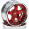 hobbysoul RC 1/10 Aluminium-Felgen aus Aluminiumlegierung, Sechskant, 12 mm, verstellbar, versetzt, passend für 1:10 RC On Road Drift Touring Autoreifen, 2 Stück (Silber und Rot)