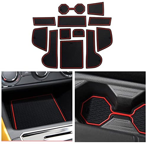 CDEFG Kompatibel mit VW Polo AW MK6 2018-2023 2024 Gummimatten Mittelkonsole rutschfest Antirutschmatten Anti-Staub Becherhalter Gummi Matte Armlehne Aufbewahrung Polo Zubehör (Rot)