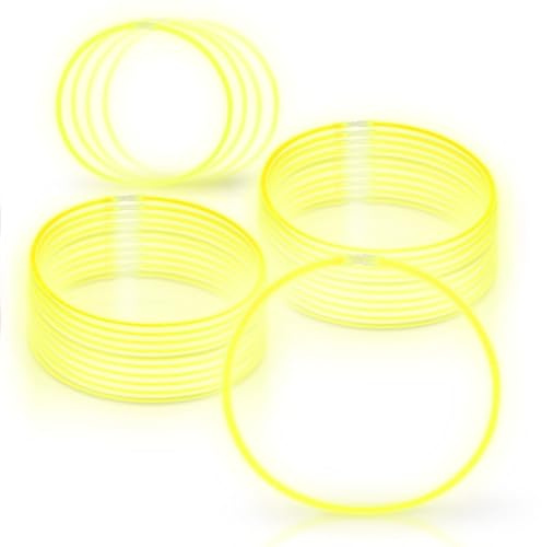 Windy City Novelties 22 Inch Glow Sticks Necklaces for Kids in Bulk Wholesale (Yellow)