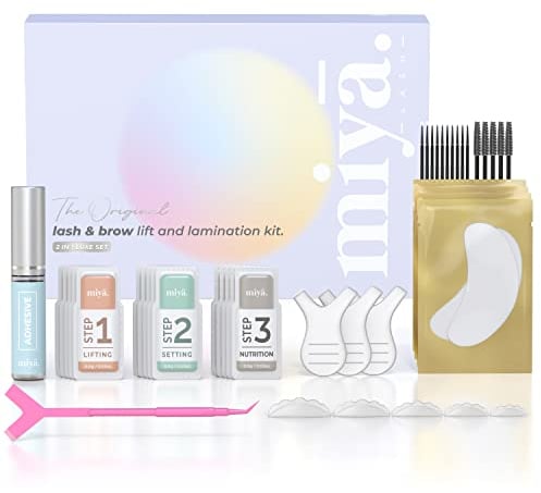 MIYA LASH 2 in 1 Lash Lift & Brow Lamination Kit | Instant Fuller Eyebrows, Eyelashes | Salon Result lasts 8 weeks | Professional LVL, Perm, Laminate | Lash Lift Kit with Silicone Shields, Lash Picks