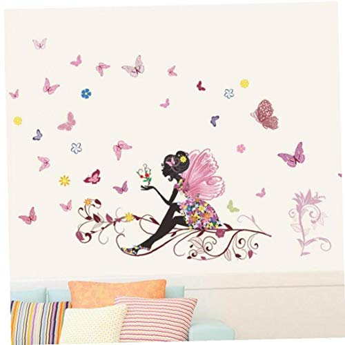 Angoter Blumen-Fee-Aufkleber für Kind-Raum-Mädchen-Abziehbilder Poster Wohnzimmer-Wand-Aufkleber-Ausgangsdekor