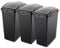 Addis Set of 3 Utility Room Recycling storage solution 40ltr Waste Trash Bins, Black and Metallic, 40 litre